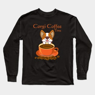 Corgi Coffee Time Long Sleeve T-Shirt